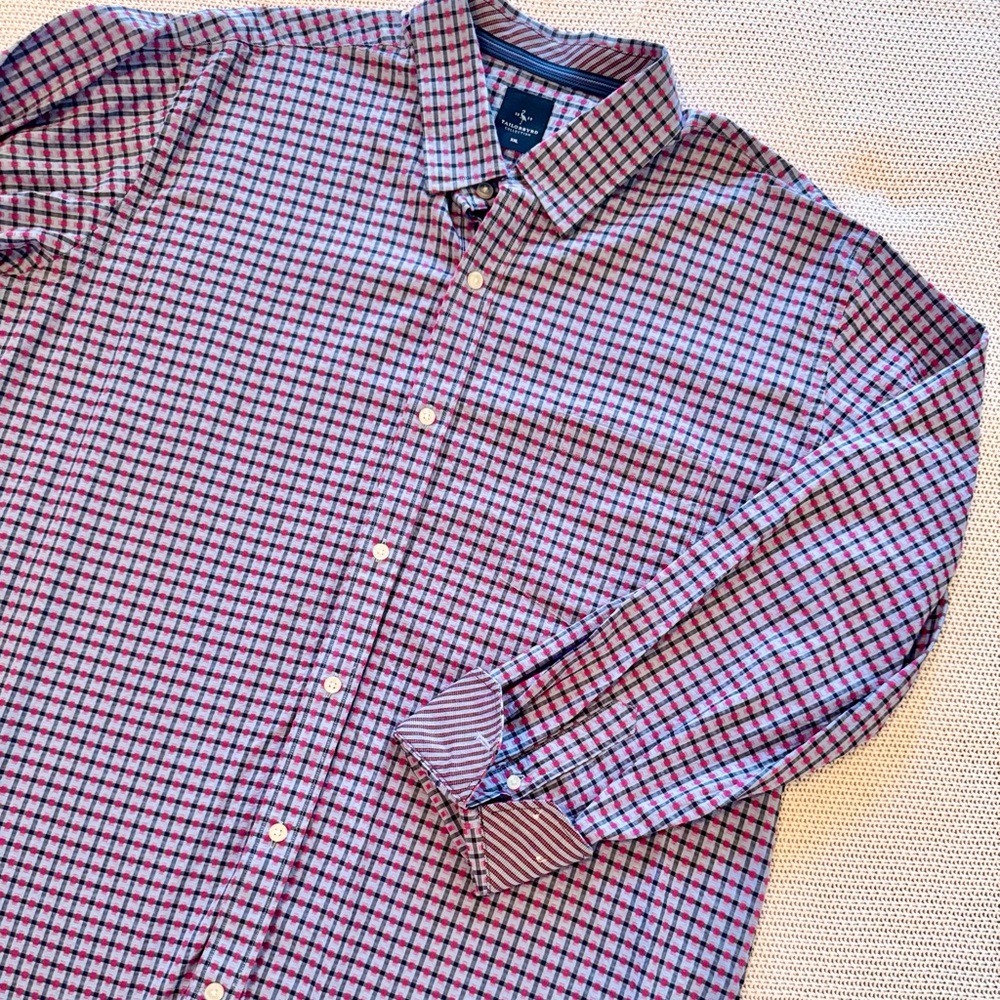 TAILORBYRD Men's Plaid Long Sleeve Button Down Shirt - Pink and Blue